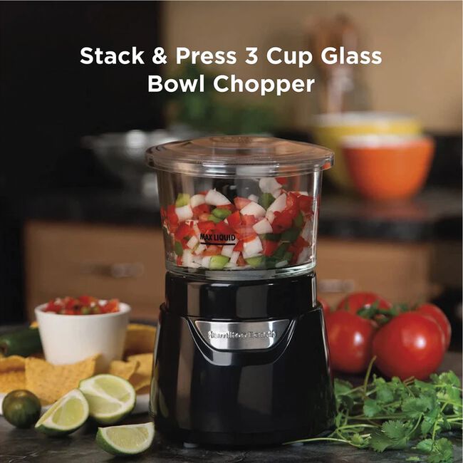 Hamilton Beach Stack & Press Glass Bowl Chopper
