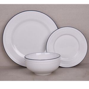Abney & Croft Blue Rim 12 Piece Dinner Set