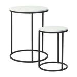 White Marble Side Table Set of 2