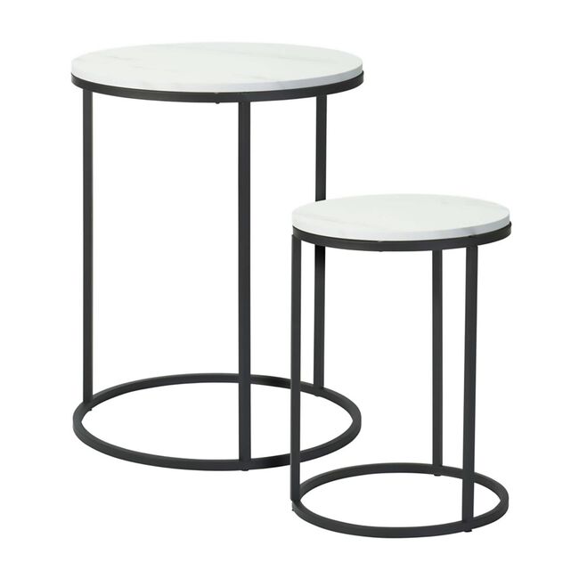 White Marble Side Table Set of 2