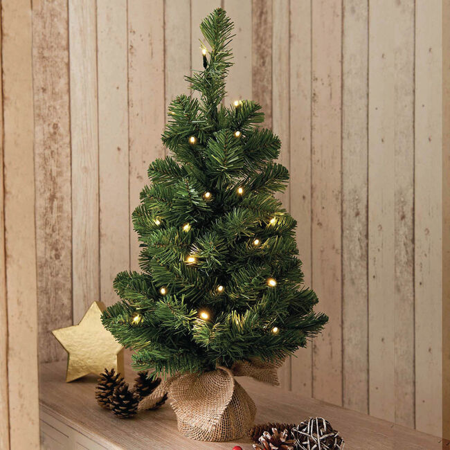 Pre-Lit 2ft Christmas Tree with Hessian Base 