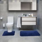 2 Piece Cotton Plain Dye Navy Bathroom Set