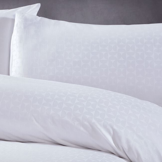 SINGLE DUVET COVER Geo Circles Jacquard White