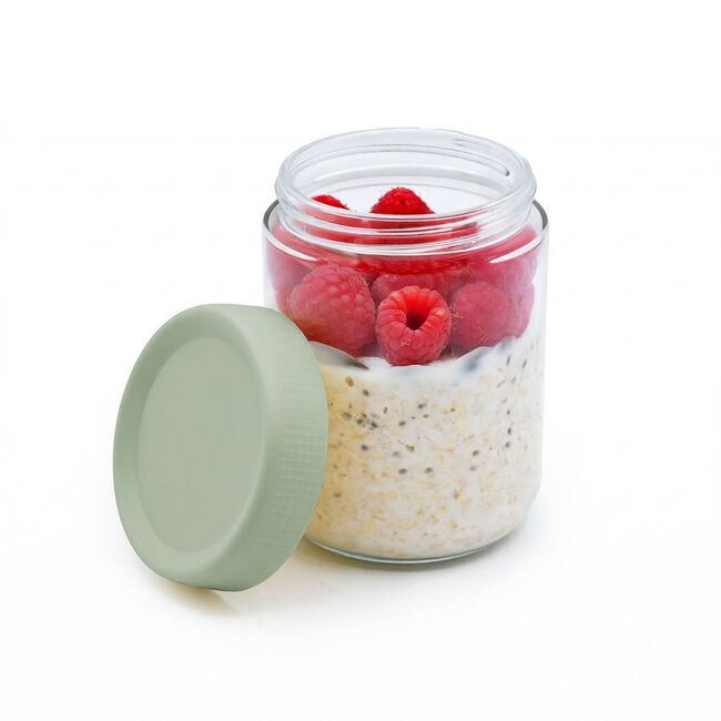 Melii Fluted 473ml Overnight Oats Glass Jars