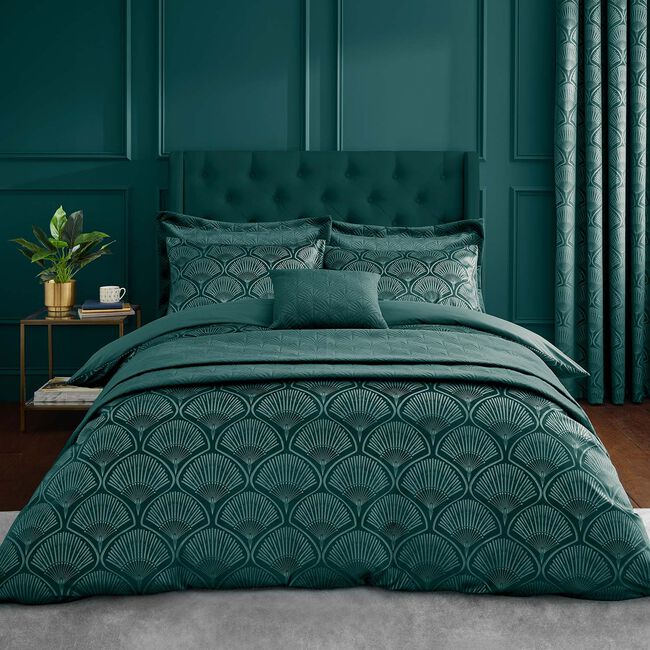 CATHERINE LANSFIELD SUPERKING DUVET COVER Art Deco Pearl Teal 