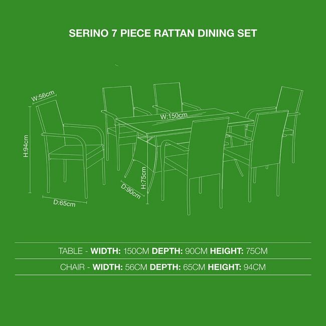 Serino 7 Piece Rattan Dining Set