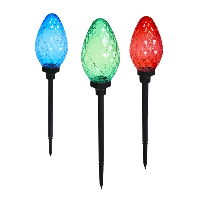 Set of 3 Multicolour Tree Bulb Path Lights