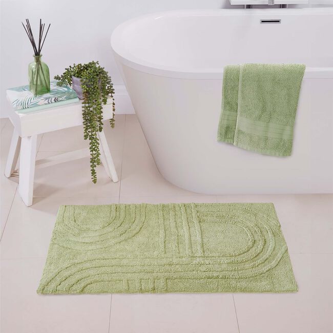 LUXURY GEO CARVED SAGE GREEN 50x80 Bath Mat
