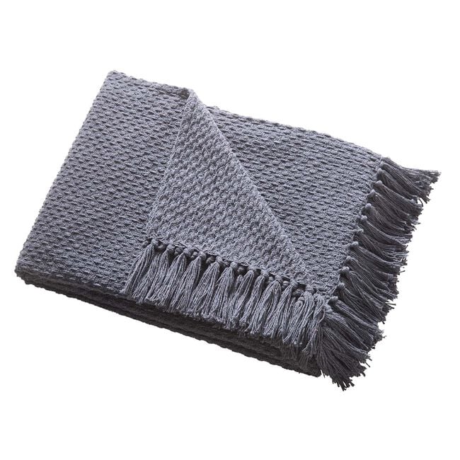 DRIFT HOME HAYDEN 100% RECYCLED COTTON CHARCOAL 130x180cm Throw