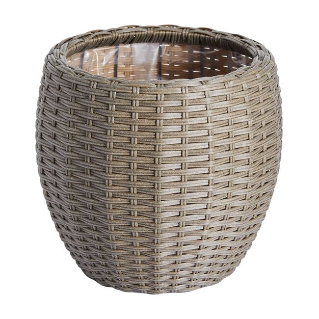 WICKER Medium Round Plant Pot Grey