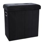 FOLDING SLIM BLACK STORAGE Ottoman