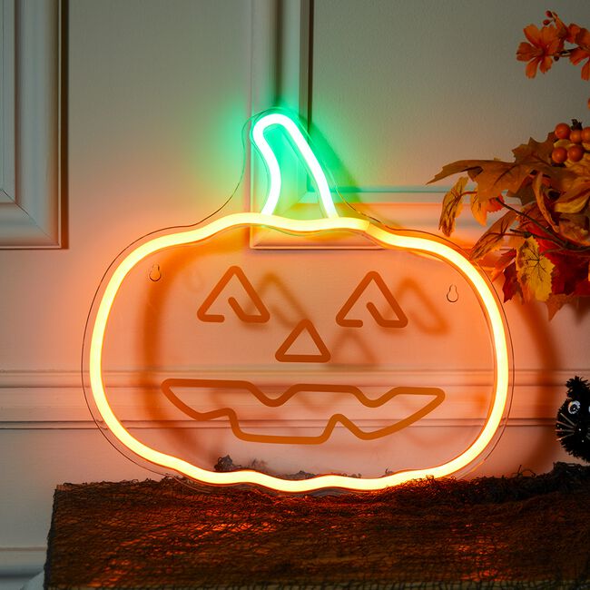 Wall Hanging Neon Pumpkin Light