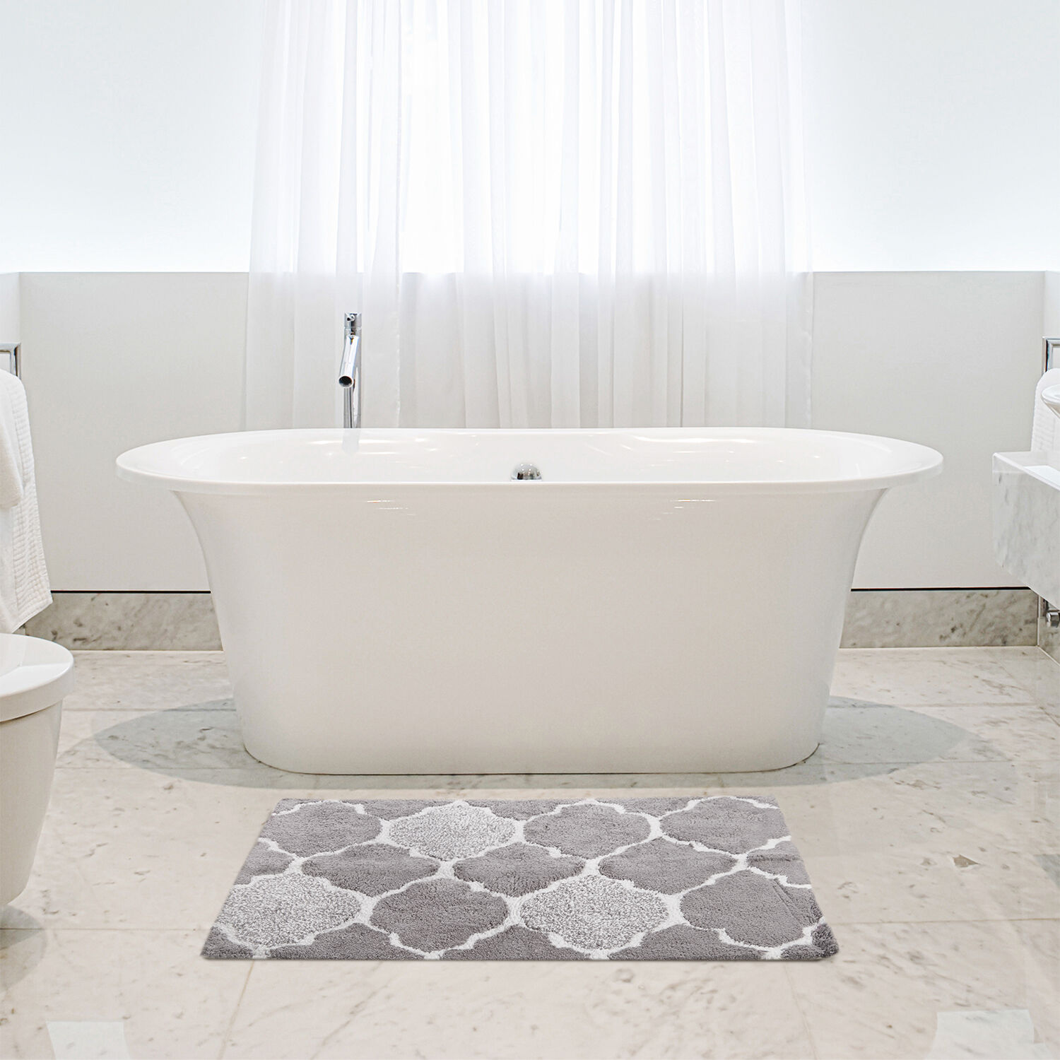 Trellis Bath Mat 50 x 80cm Grey Home Store + More