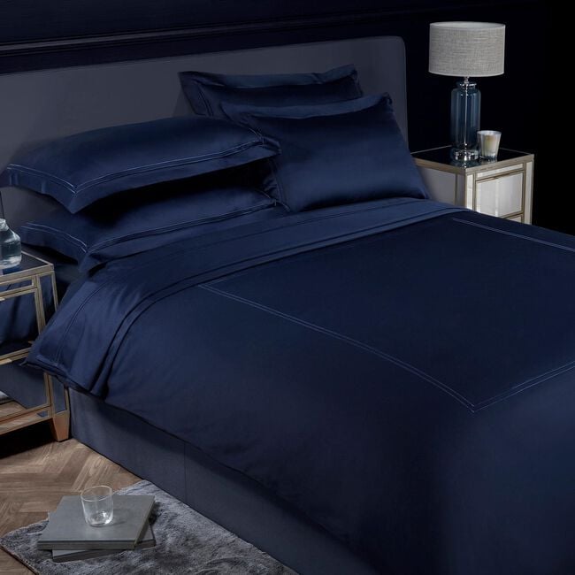 SUPER KING DUVET COVER Double Stitch Navy 500tc