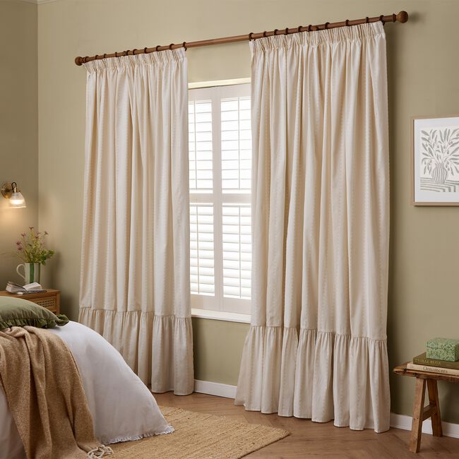 BIRDIE STRIPE OAT/MILK PENCIL PLEAT 168X229 Curtain