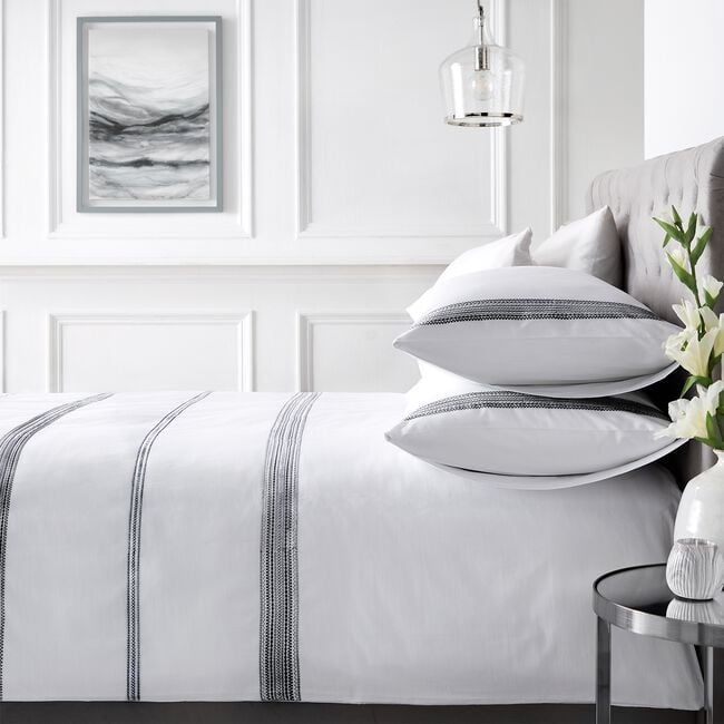 DOUBLE DUVET COVER Appletree Boutique Embroidered Bands Black