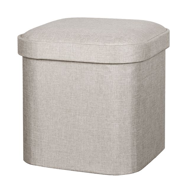 OVAL LINEN FOLDABLE SMALL Stone Ottoman