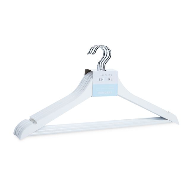 NORTHERN SHORE 5 Pack White Wooden Hangers
