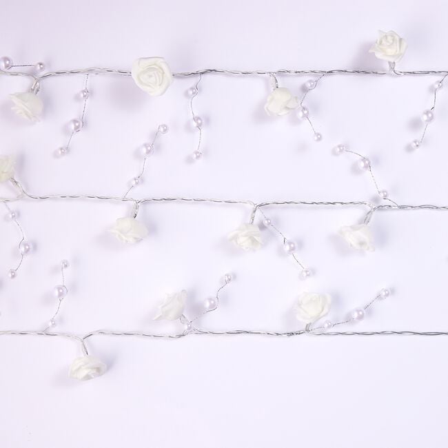 20 LED White Rose and Pearl String Lights