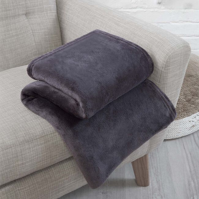 NICOLE DAY FLEECE Charcoal 150x180cm Throw            