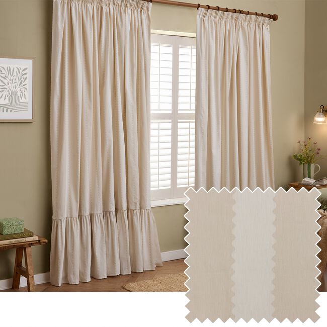 BIRDIE STRIPE OAT/MILK PENCIL PLEAT 168X229 Curtain