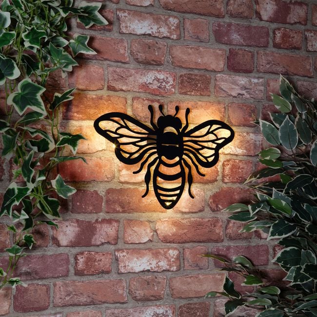 LED Solar Metal Bee Garden Wall Art