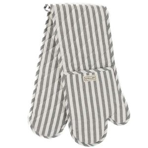Stellar Grey Stripe Double Oven Glove