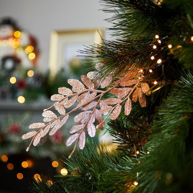 Christmas Glitter Fern and Feather Tree Pick