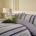 KING SIZE DUVET COVER Beach House Stripe Green / Slate