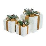 Set of 3 Snowy Presents with Lights
