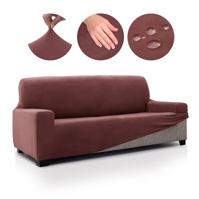 REGAL MILLS EASYSTRETCH VELVET BORDEAUX  4 Seater Sofa Cover