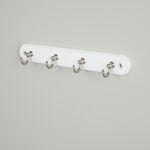 4 Round Hook Wooden Coat Rack White