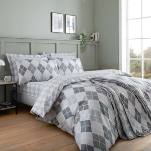 KING DUVET COVER Brushed Cotton Argyle