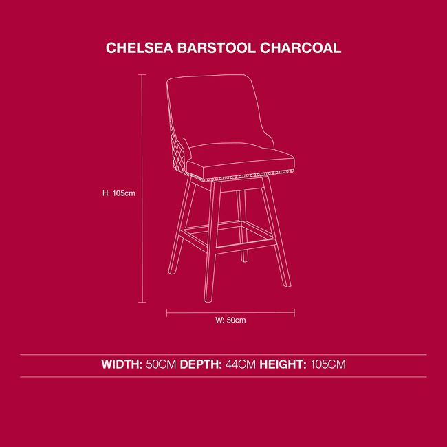 Chelsea Barstool - Charcoal Linen