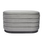 LARGE OVAL GREY VELVET Ottoman