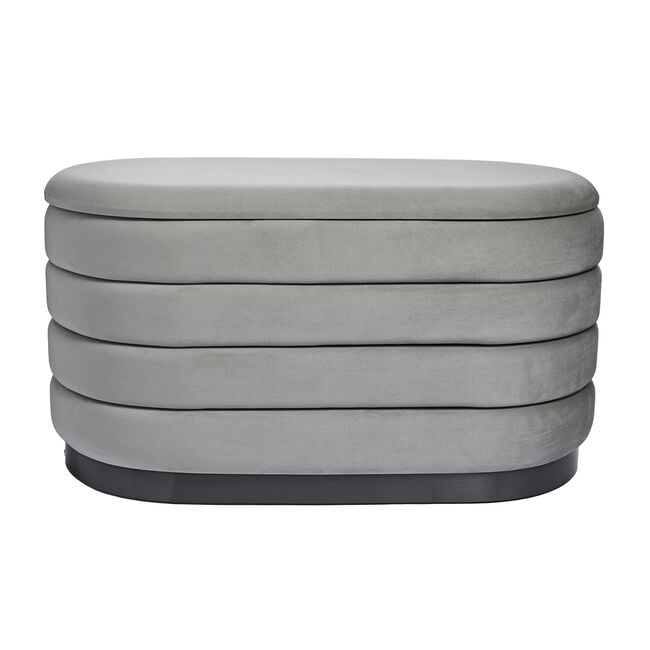 LARGE OVAL GREY VELVET Ottoman