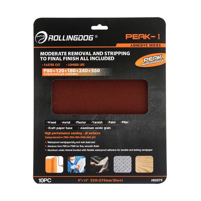 Rolling Dog Mixed Grit Sandpaper 10 Pack