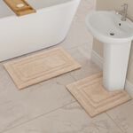 COTTON BORDER SAND 50x50 Pedestal Mat