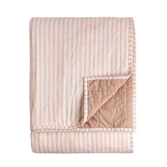 YARD HEBDEN STRIPE BLUSH/COTTA 150x200cm Bedspread 