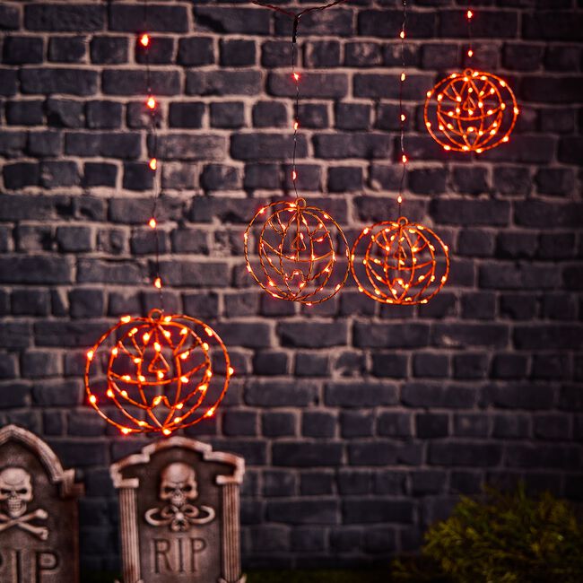Orange LED Pumpkin Curtain Lights