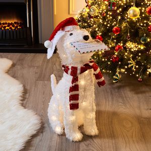 66cm Light Up Snowy Christmas Dog