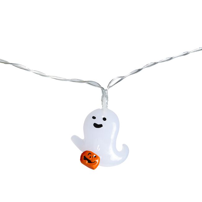 10 Warm White LED Ghost With Pumpkin String Lights