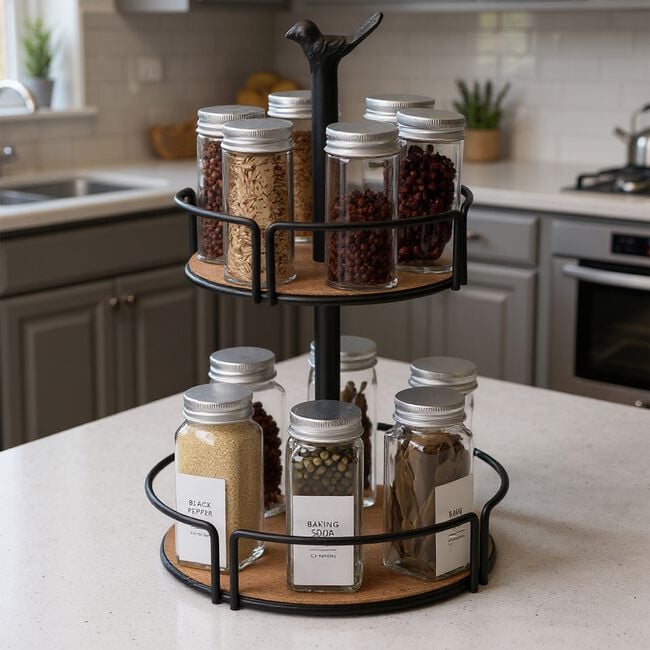 Storage Master Black 2 Layer Rotating Rack