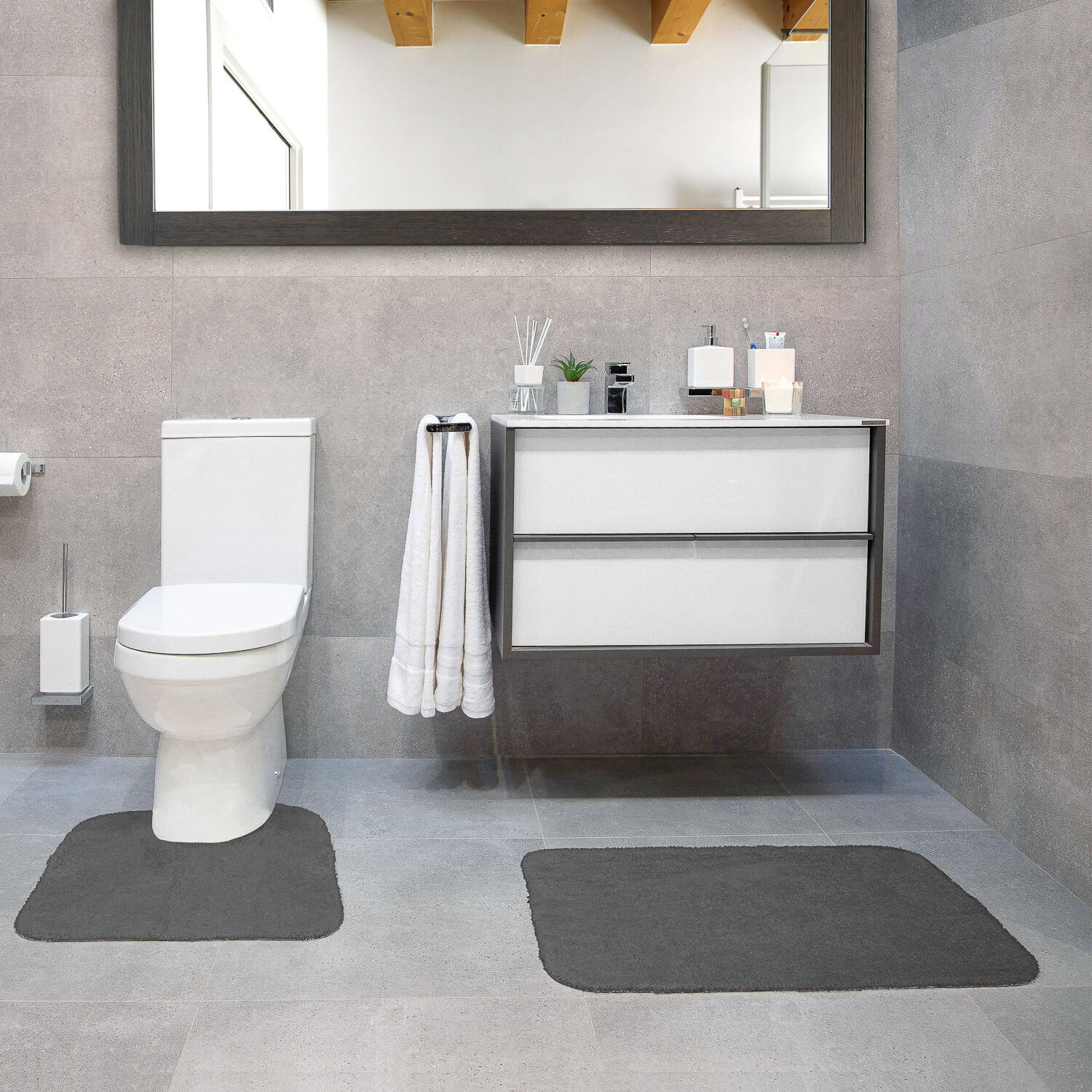 2 Piece Cotton Plain Dye Bathroom Set