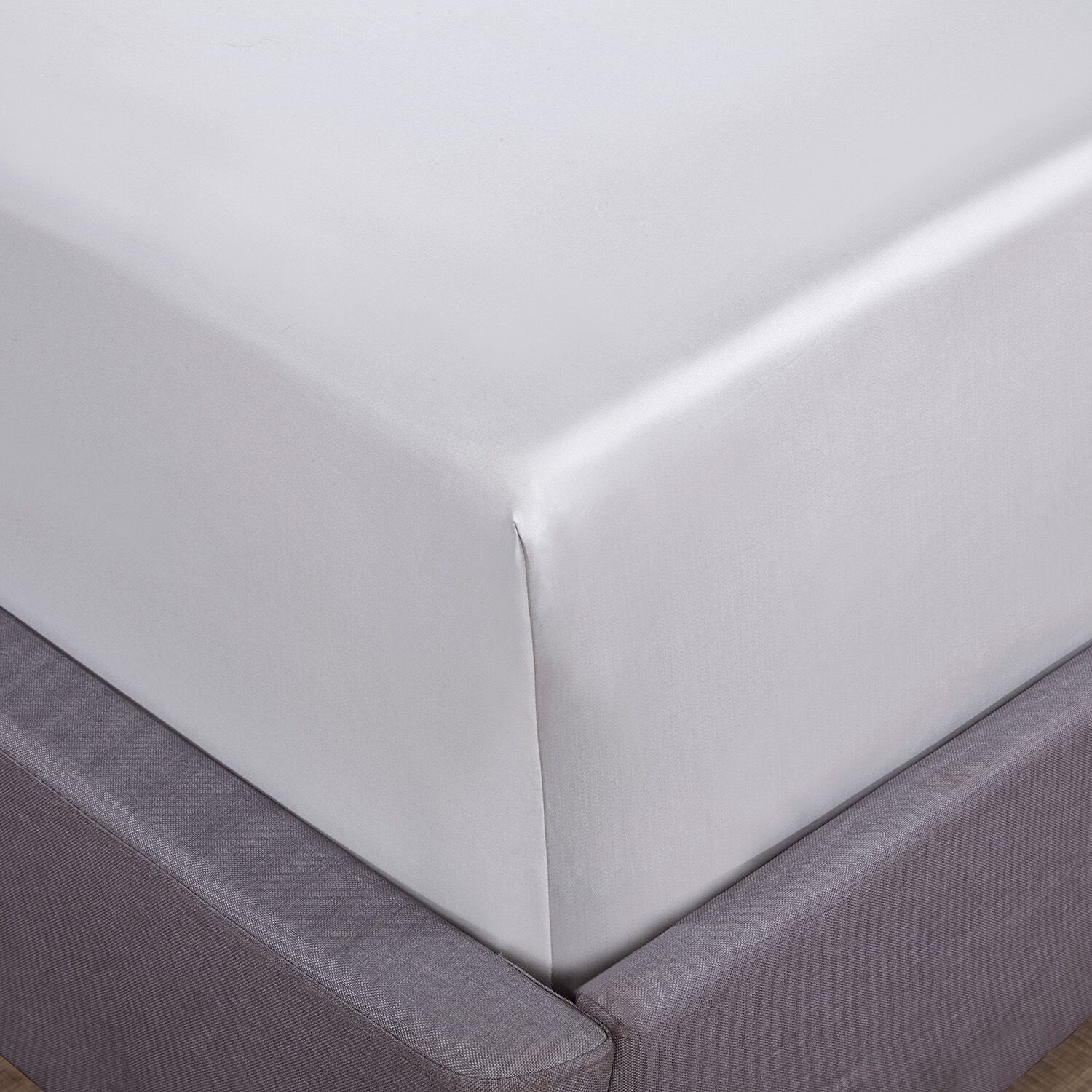 KING SIZE FITTED SHEET 350 Thread Cotton Silver