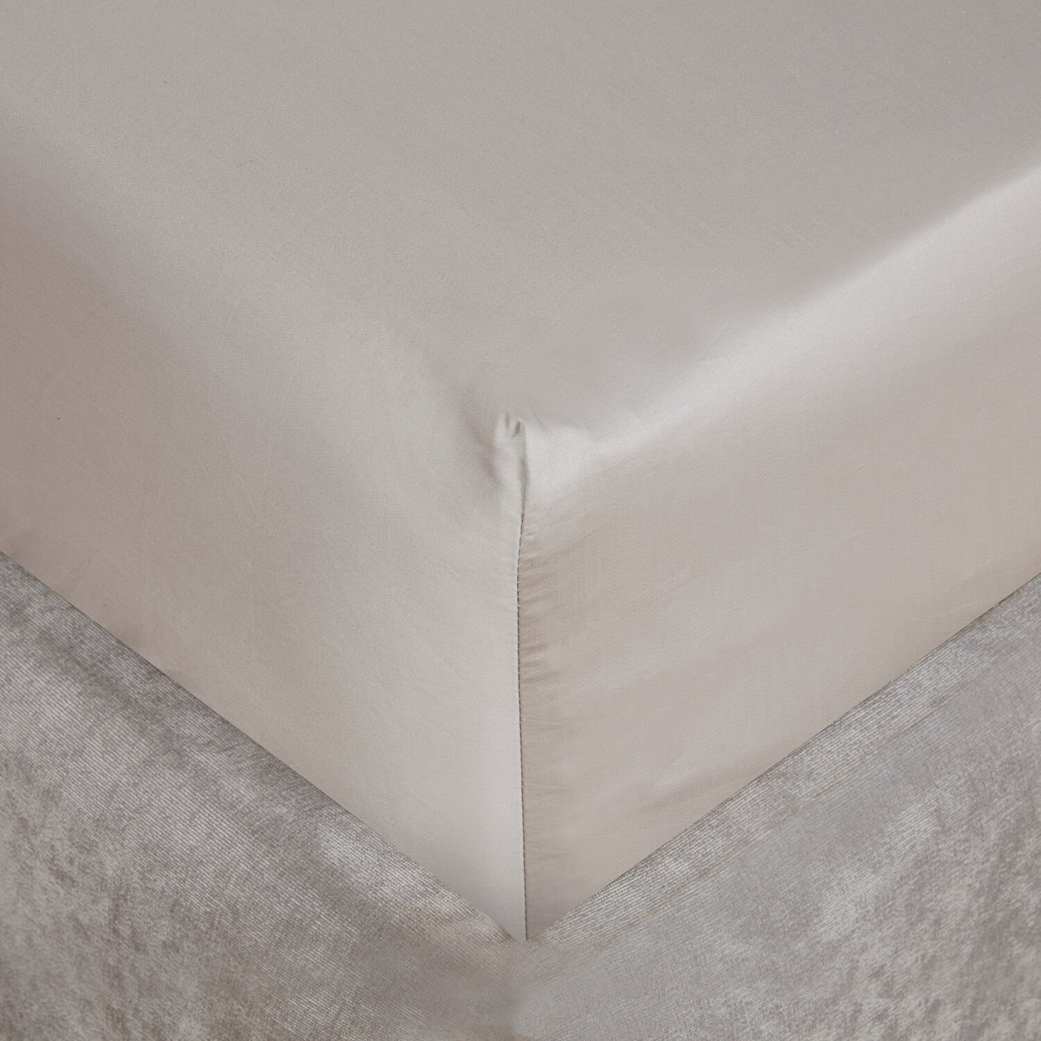 KS FITTED SHEET 500 Threadcount Cotton Stone 7F