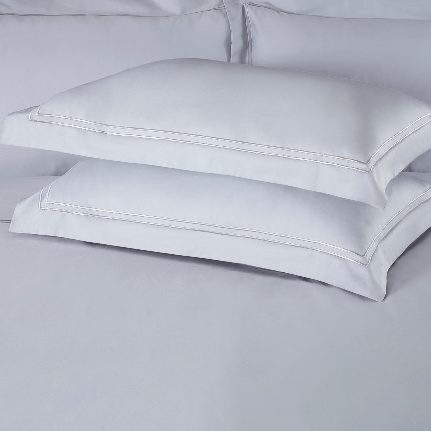 Double Stitch 500TC Oxford Pillowcase Pair Silver