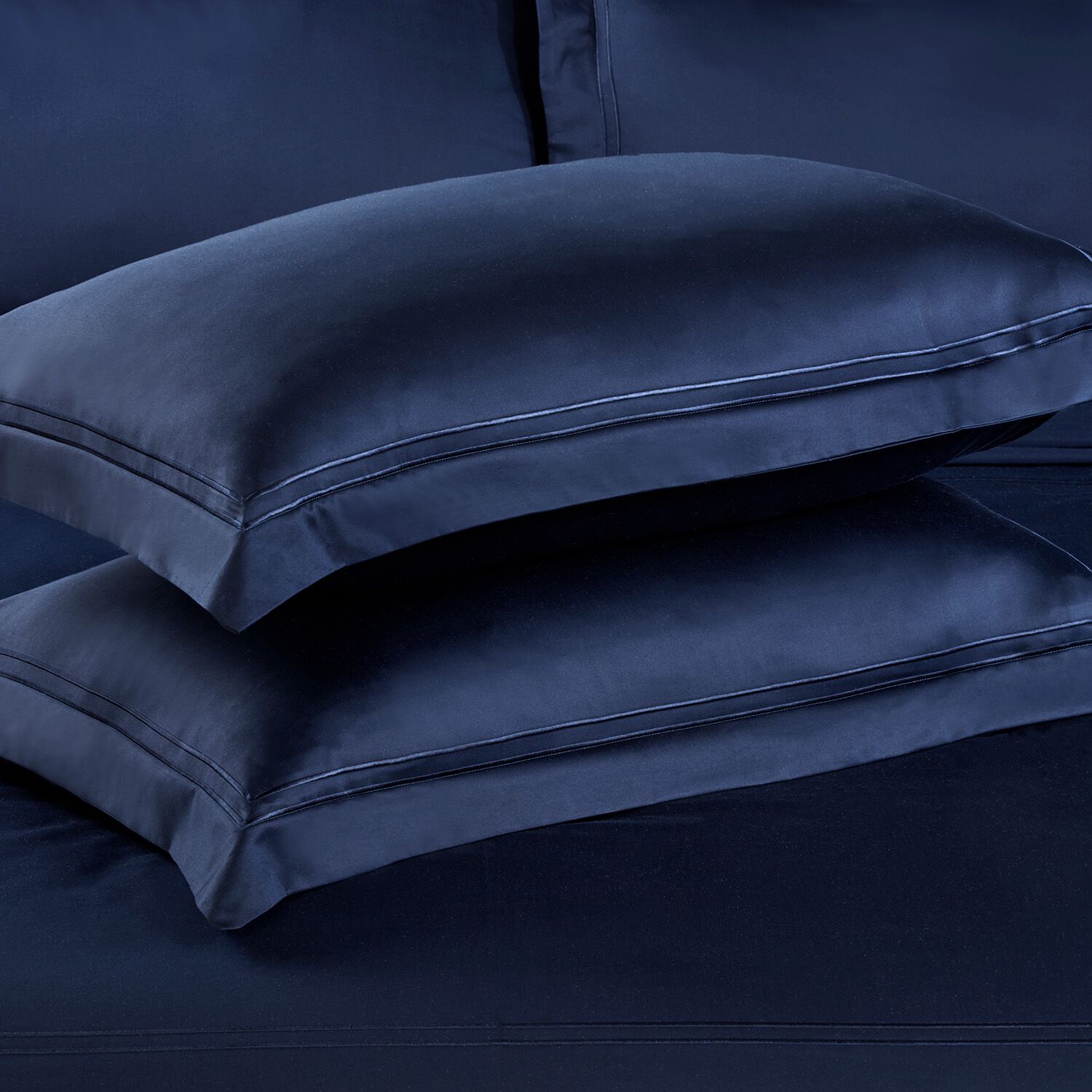 OXFORD PILLOWCASE Double Stitch Navy 500tc