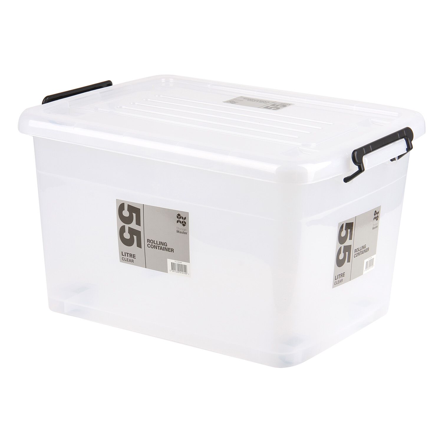 55L Rolling Storage Box Clear