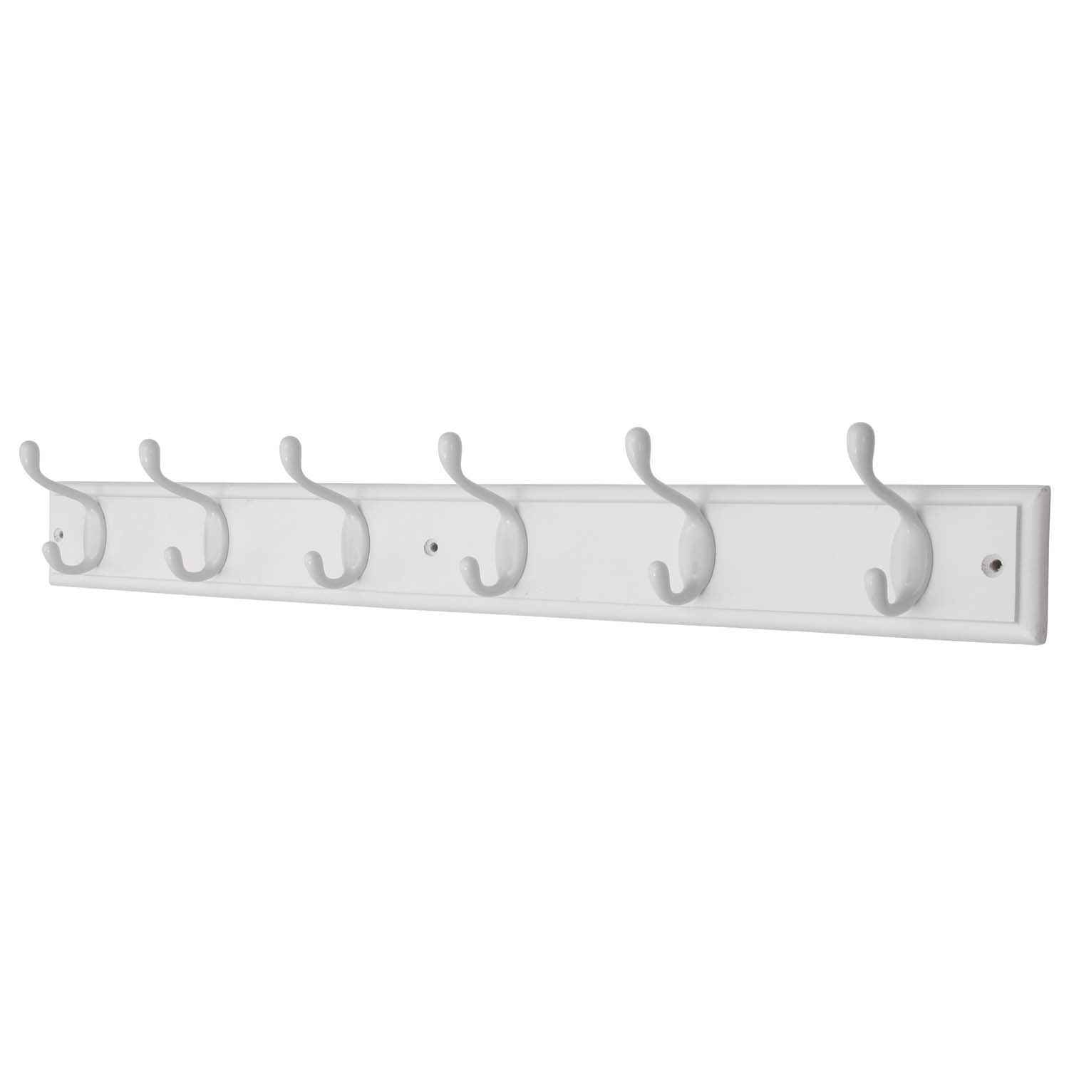 6 Hook White Wooden Board